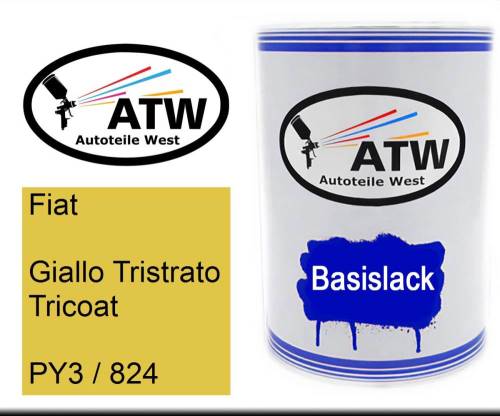 Fiat, Giallo Tristrato Tricoat, PY3 / 824: 500ml Lackdose, von ATW Autoteile West.